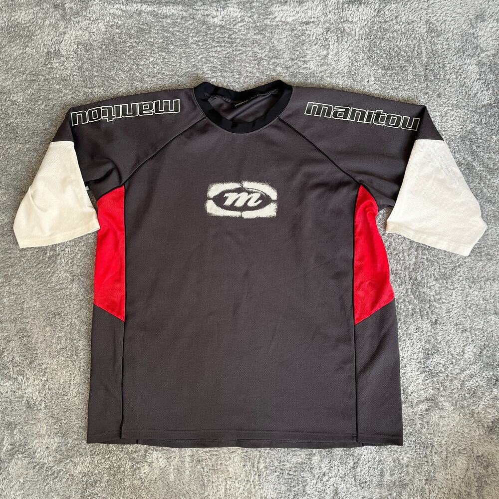Manitou Short Sleeve Black Red White Cycling Mountain Bike Jersey Men's Size 2XL